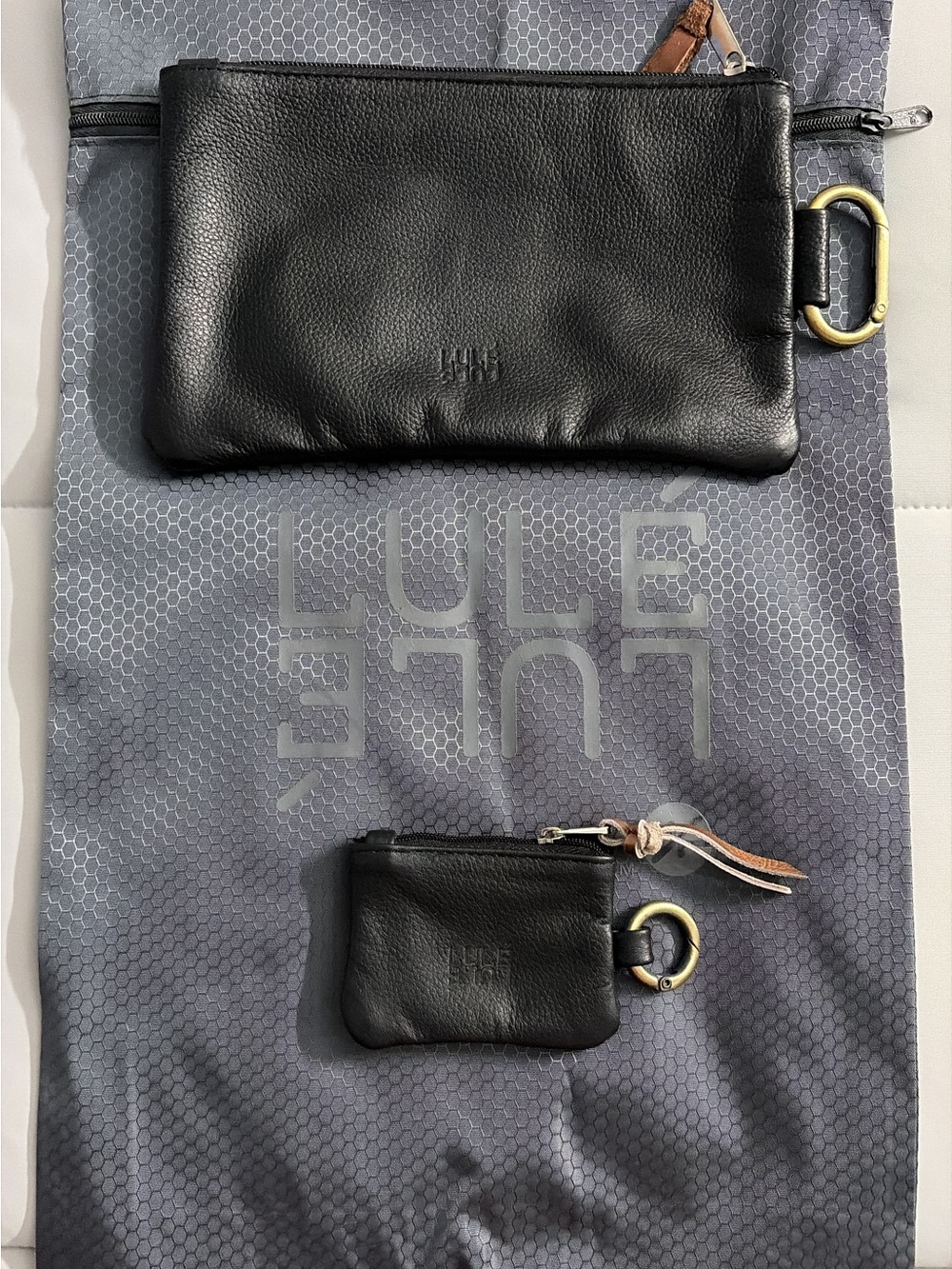 LULE LULE Black Leather makeup Pouch & Key Coin Case